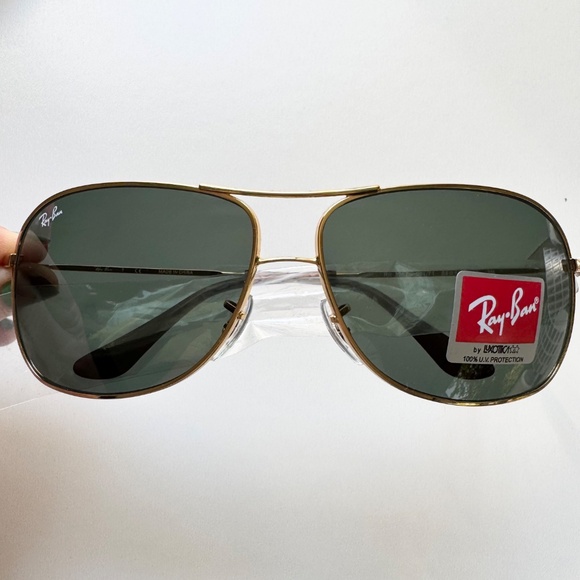 ✨NWT✨ RAY-BAN Unisex Metal Aviator Sunglasses Arista Gold Frame Green Lenses - Picture 5 of 7